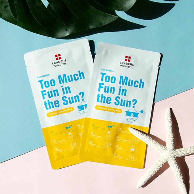 Leaders Insolution Daily Wonders Too Much Fun in the Sun? Facial Mask Sheet Soothing and Calming Hydrating Korean Skincare (10 Sheets)