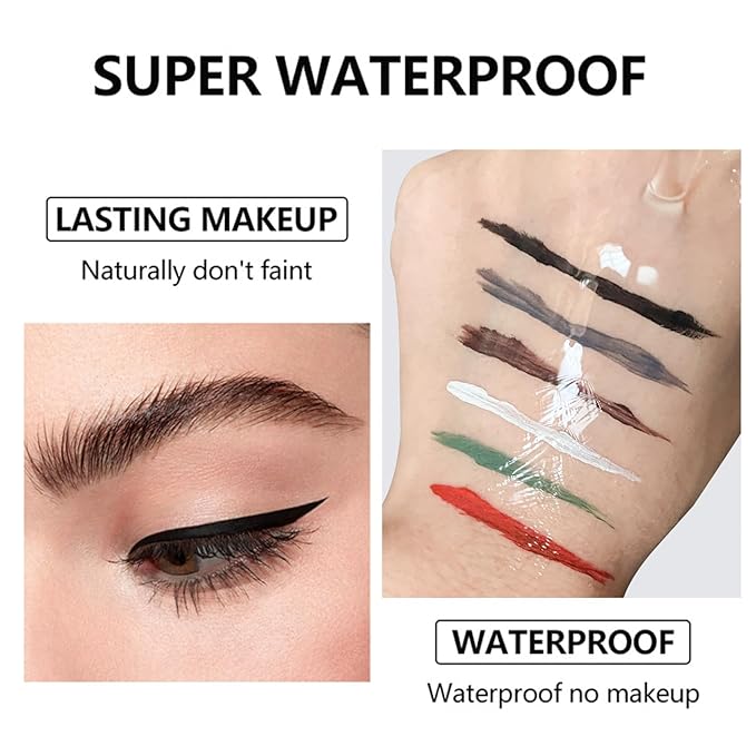 Eyeliner Gel Set,Long Lasting Waterproof High-Intensity Pigments Smudge-Proof Eye liner Makeup With 5.51 IN Long Eyeliner Brush Water-Resistant Creamy Gel 5G-Black