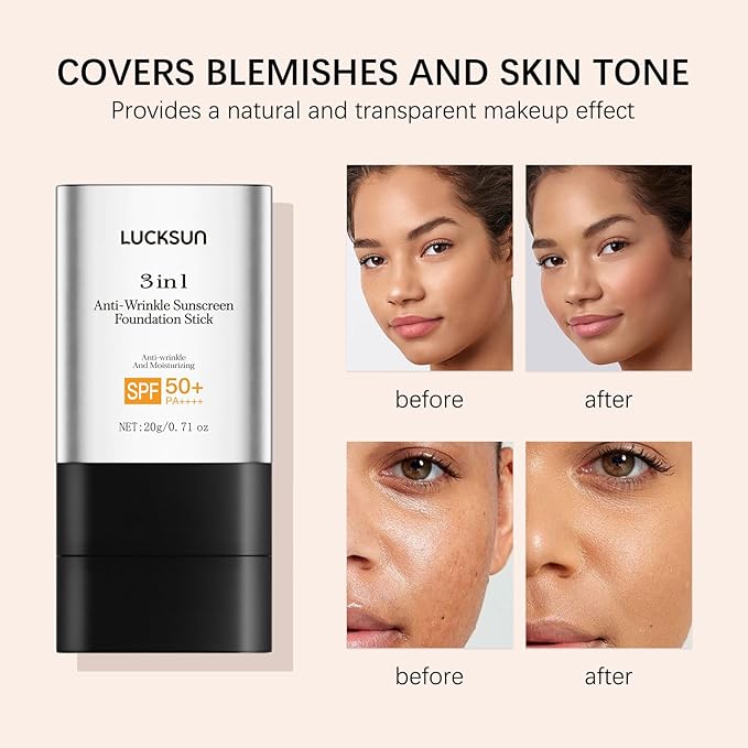 3-in-1 Anti-wrinkle Long-Lasting Hydrating Foundation Stick, Concealer, Multi-Use Coverage Cream, Natural Matte Finish for All Skin Types (Dark)