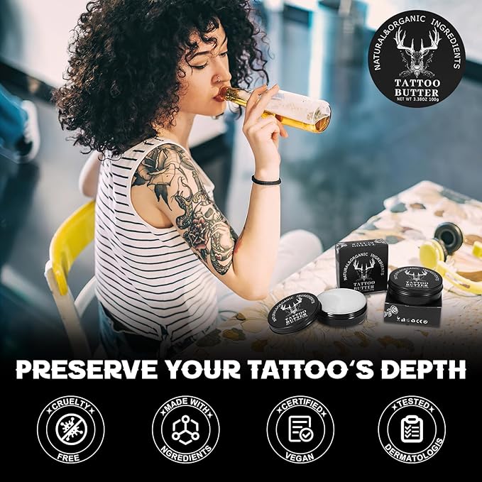 Tattoo Balm & Aftercare Cream- Color Enhancement that Revives Old Tattoos, Hydrates New Tattoos, Made With Clean Ingredients + Petroleum Free, Daily Tattoo Lotion Moisturizer & Brightener