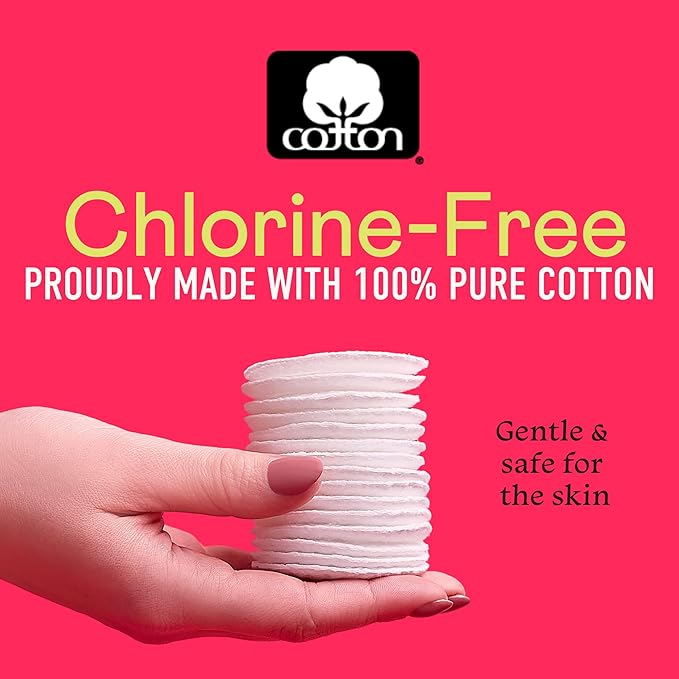 Swisspers Smooth Moves Ultra-Luxe Premium Cotton Rounds, Hypoallergenic Makeup Remover Pads for Sensitive Skin, USA Made, Vegan, Lint-Free, Paraben Free, 100 Count