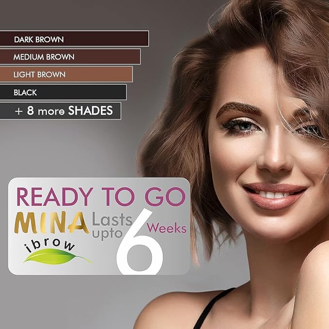 MINA ibrow Henna Professional Tint Kit With Brush Combo Pack | Long Lasting Upto 6 weeks | Spot Colouring Effects | Upto 30 Applications (Pearl Grey)