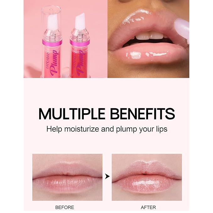 3 Colors Lip Plumping Booster, Spicy Lip Plumper Gloss Lip Plumping Oil, Ultra-Hydrating Nourishing Plump and Pout Lip Plumper, Glossy Finish Fuller Natural Lip Makeup Mother's Day Gifts-01#02#06#