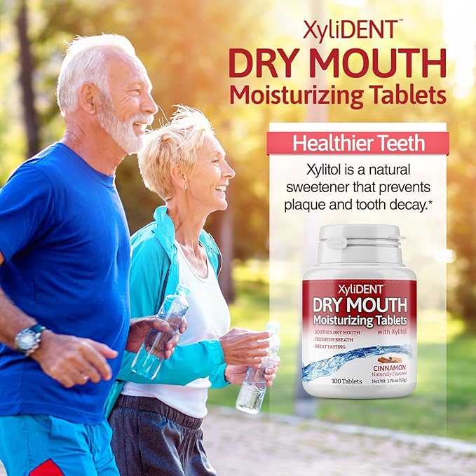 Nature's Stance XyliDENT Xylitol Tablets for Dry Mouth Relief - Stimulates Saliva, Freshens Breath, Reduces Acid Production, Fast Acting Relief, 100 Count (Cinnamon)