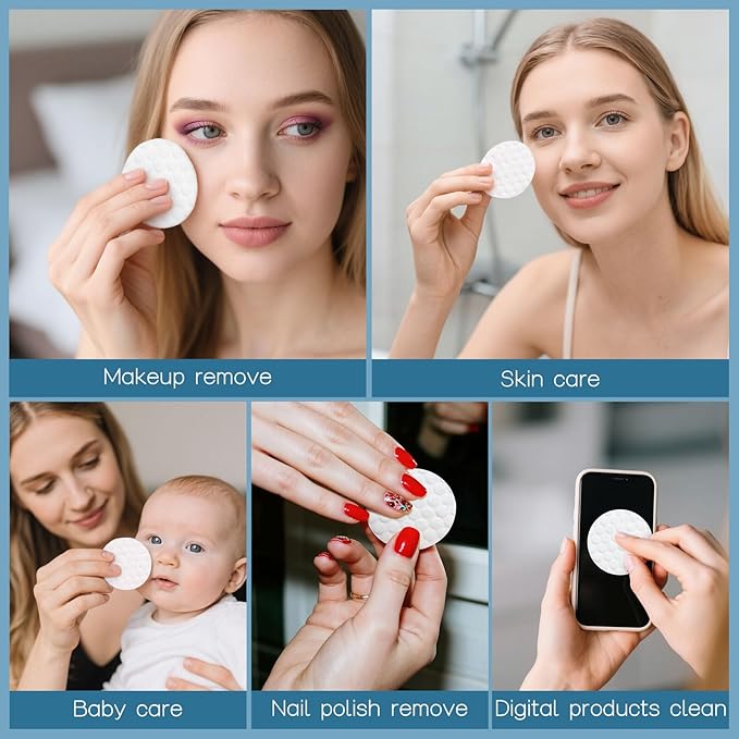 Travel Size Cotton Rounds Individually Wrapped Cotton Rounds Bulk Makeup Cotton Pads Soft for Most Skin Types Personal Care Kit Hotel Amenities (5 Pcs/Set, 100 Sets in Total)