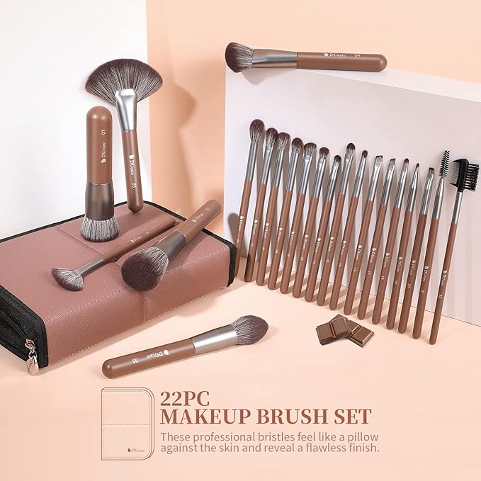 DUcare Makeup Brushes Professional with Bag 22Pcs Makeup Brush Set Premium Synthetic Kabuki Foundation Blending Brush Face Powder Blush Concealers Eye Shadows with Case