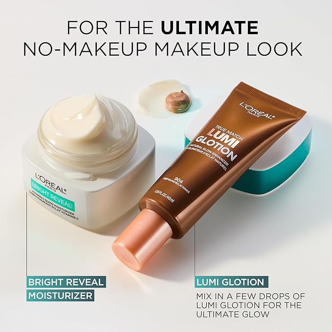 L'Oreal Paris Bright Reveal Vitamin C Glow Moisturizer, Supercharged Facial Moisturizer to Brighten Skin, Even Tone and Hydrate for 72HRs, Includes SPF 50 Sample