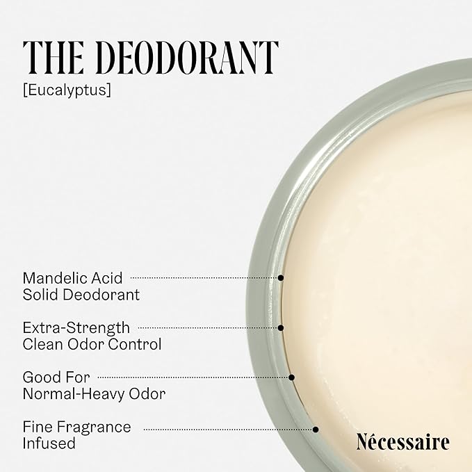 Nécessaire The Deodorant Duo Eucalyptus | Natural Aluminum Free Deodorant For Women & Men. Extra Strength Treatment with Mandelic Acid. Free of Baking Soda, Ozokerite & Parabens (75 g/2.5 oz)