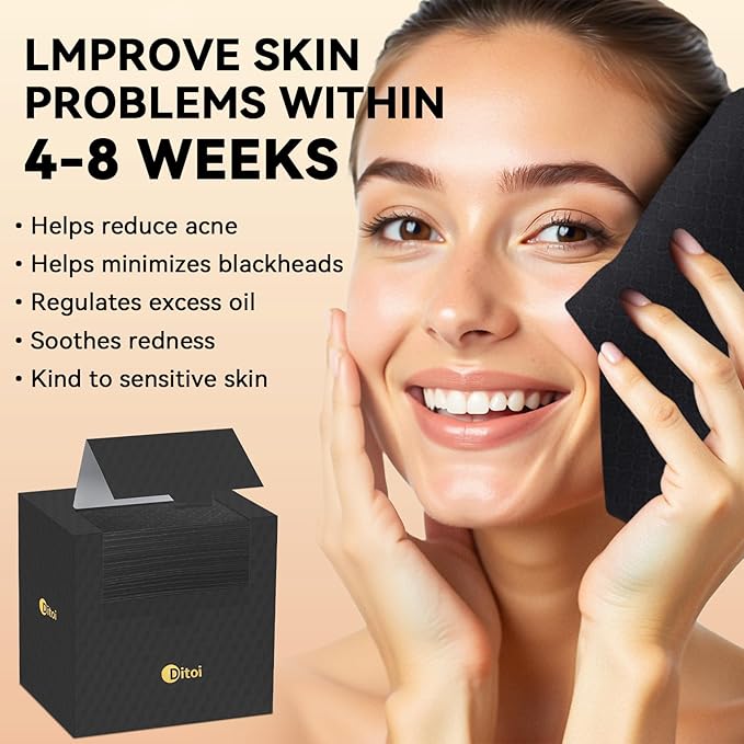 Ditoi Face Towels, Disposable Black Paper Towels, Light Exfoliation for Oily Skin,Facial Towels XL for Makeup Remover & Skincare,10"×12", 50 Count