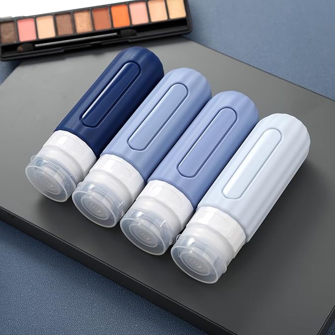 16 Pack Travel Bottles Set for Toiletries, Leakproof Travel Containers for Toiletries TSA Approved Silicone Travel Accessories Squeezable Refillable 3oz for Shampoo Conditioner Lotion Blue