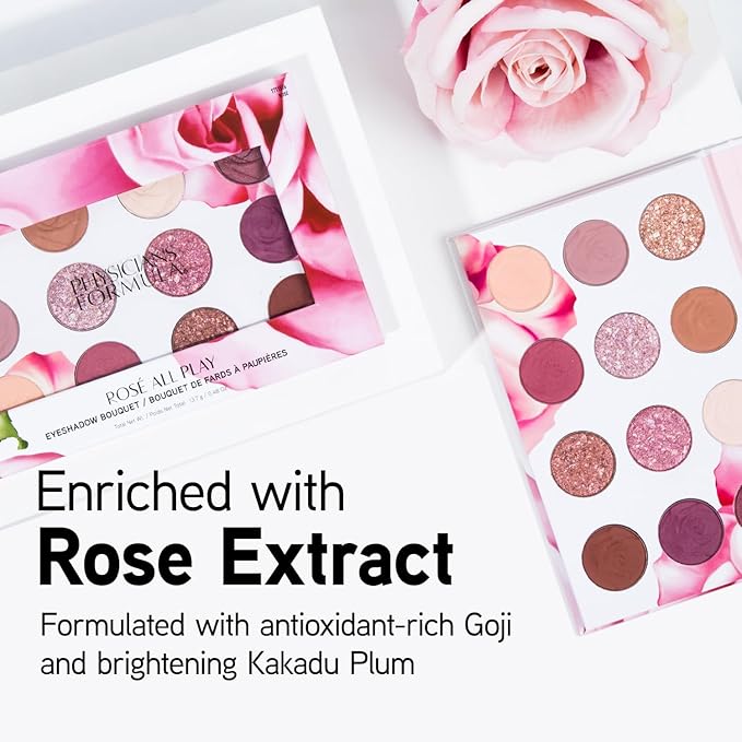 Physicians Formula Eyeshadow Bouquet, 12-Shade Palette with Shimmer, Matte & Satin Finishes, Enriched with Rose Extract – Rose All Play