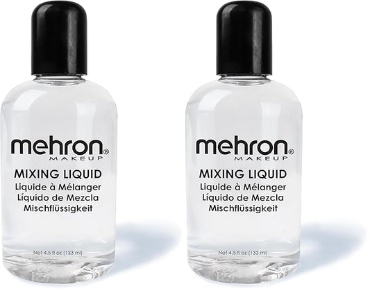 Mehron Makeup Mixing Liquid | Water Resistant For All Day Wear | Multi-Use Makeup Transformer | Eyeliner Mixing Medium | Clear 4.5 fl oz (133 ml) (Pack of 2)