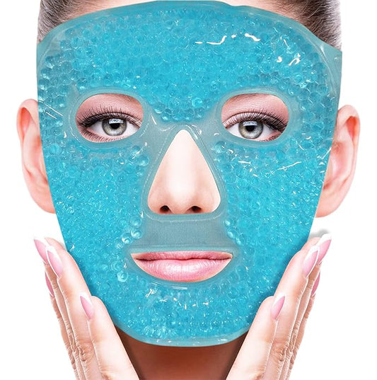 ZNÖCUETÖD Cold Face Eye Mask Ice Pack Reduce Facial Puff, Dark Circles, Gel Beads Hot Heat Cold Compress Pack, Face SPA for Woman Sleeping, Pressure, Headaches, Skin Care, Post Laser Care[Blue]