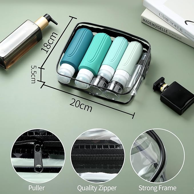 16 Pack Travel Bottles for Toiletries, Oversize 6oz Silicone Travel Containers jar for Toiletries, Leak Proof Refillable Liquid Shampoo And Conditioner Travel Essentials toiletry Bottles