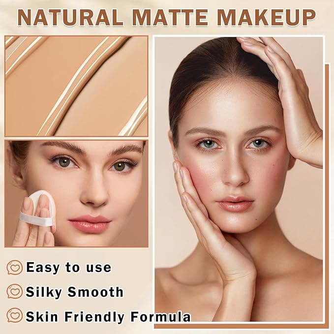 Magic Minerals Airbrush Foundation Full Coverage Foundation for Smooth Nude Finish,Moisturizing Airbrush Flawless Setting Spray,Waterproof base de maquillaje (03 Nude)