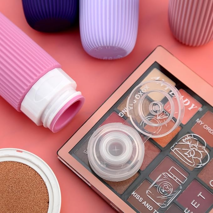 Travel Bottles for Toiletries, Tsa Approved 3oz Portable Travel Bottles, BPA Free Leak Proof Squeezable Silicone Travel Size Containers, Travel Accessories with Clear Toiletry Bag (4 Pack)