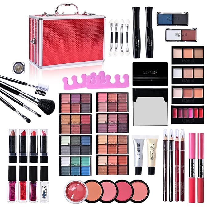 FantasyDay All-in-one Holiday Make up Gift Set | Makeup Kit for Women Full Kit Essential Starter Bundle Include Eyeshadow Palette Lipstick Blush Foundation Concealer Face Powder Mascara Lipgloss Brush
