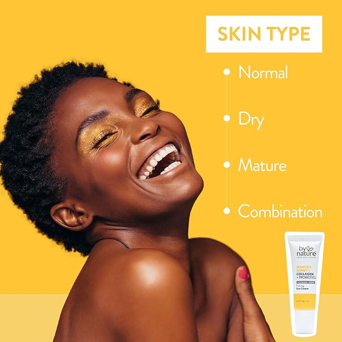 By Nature Eye Cream - Manuka Honey, Collagen, and Probiotics - Hydrating Under Eye Cream for Dark Circles - Skincare from New Zealand - .5oz