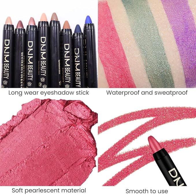 evpct Red Shimmer Cream Eye Shadow Brightener Sticks Set for Eyes, Red Shimmery Matte Pencil Eye shadow Applicator Stick Pen Palette Makeup Waterproof sombras en crema para ojos 35#