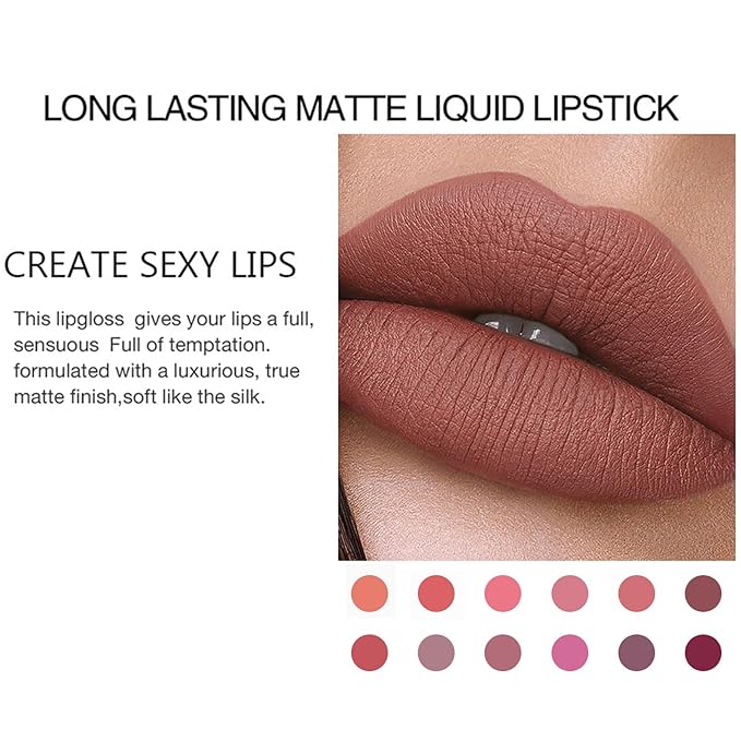 BONNIE CHOICE 18Pcs Matte Liquid Lipstick Set, Waterproof Long Lasting Non-Stick Cup Nude Lipstick Dark Red Lipstick for Women 24 Hour High Pigmented Lip Gloss Set Valentine's Day Gifts for Women