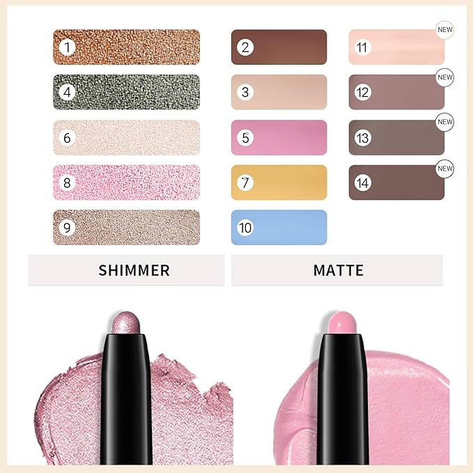 Erinde Waterproof Eyeshadow Stick, Cream Eye Shadow Stick, Long-Lasting, Crease-Proof, Cream to Powder Buildable & Blendable Eye Shadow Pencils Crayon, Vegan & Cruelty-Free, 05 Pink