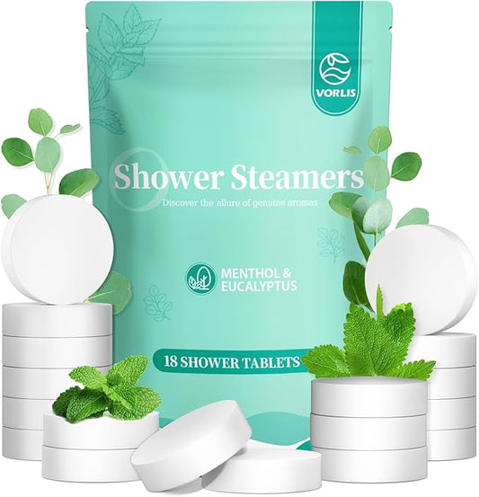 Shower Steamers Aromatherapy - 18 Pack Eucalyptus & Menthol Shower Tablets, Long-Lasting Strong Scent Vapor Bombs with Natural Essential Oil Stress Relief Christmas Gifts for Women and Men