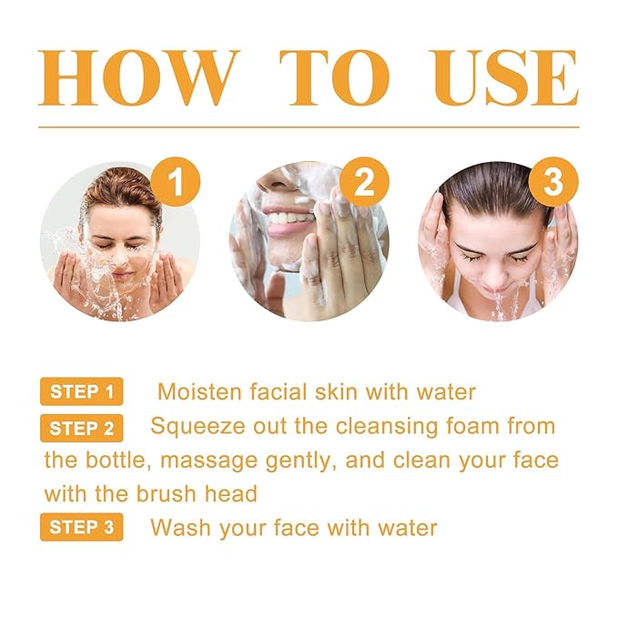 Turmeric & Kojic Acid Face Wash with Silicone Brush, Cleanser for Dark Spot Correction, with Rose Water to Soothe and Hyaluronic Acid to Hydrate, 3.38 fl oz