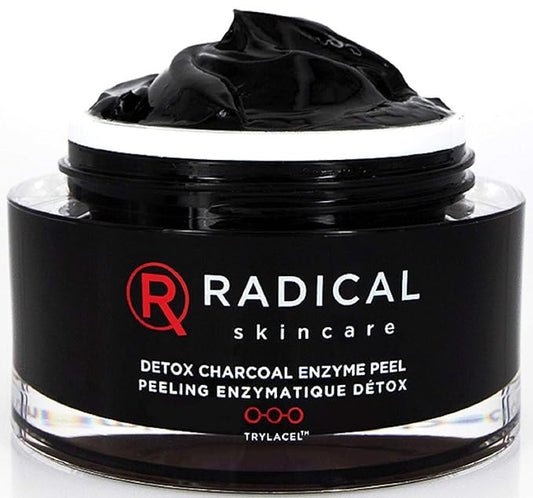 Radical Skincare Detox Charcoal Enzyme Peel - Powerful Formula w/ 11 Fruit Enzymes for Maximum Exfoliation | For All Skin Types Including Sensitive Skin | Cruelty & Paraben Free (1.7 oz)