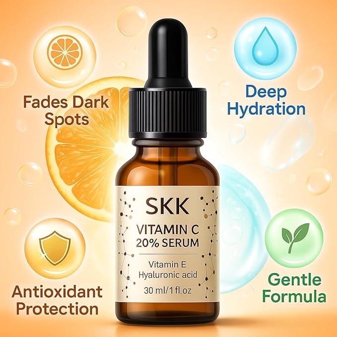 Vitamin C Serum for Face with Hyaluronic Acid & Vitamin E - Facial Serum Anti-Aging for Fine Lines & Hydration, Natural Skincare Gift for Women & Men (30ml/1oz (pack of 1))