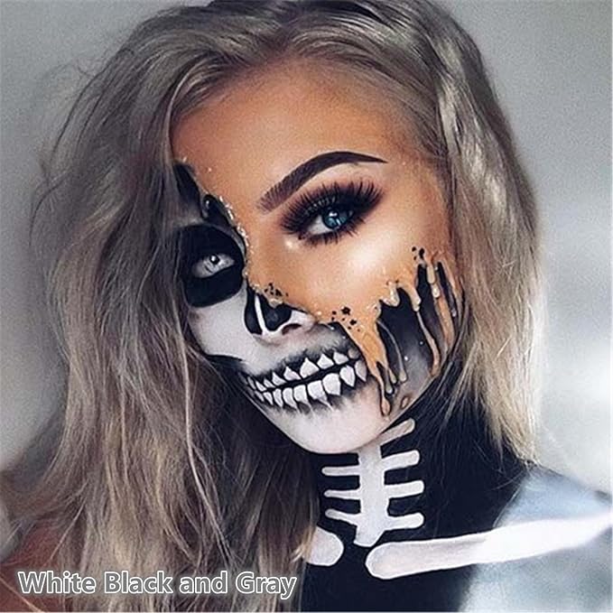 Go Ho 6 Colors Grey Face Body Paint,Cream Washable Formula Face Painting for Halloween Cosplay,Body Paint SFX Makeup Palette,Professional Face Paint Gray Vampire Zombie Makeup