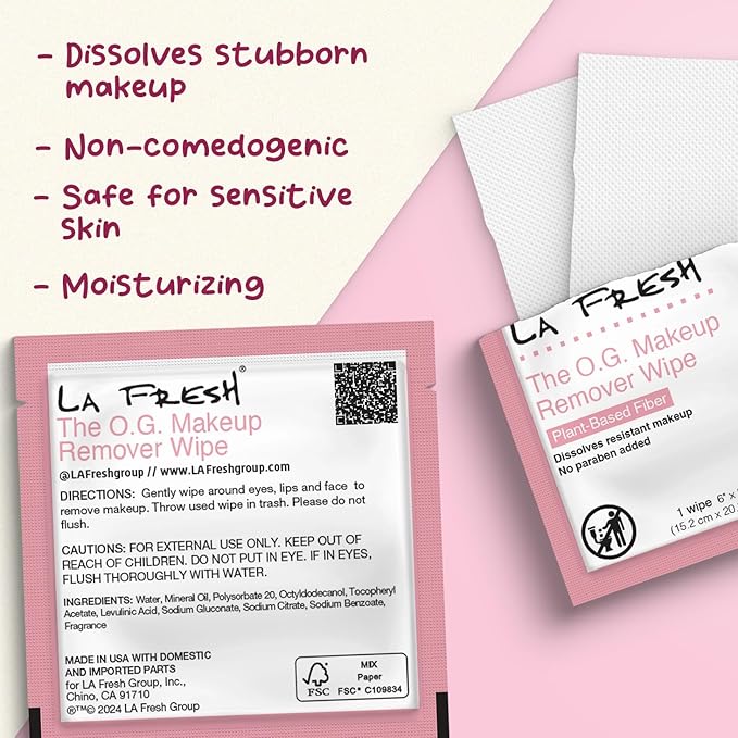 La Fresh Makeup Removal Facial Cleansing Wipes, Waterproof, 200 Count, Skin Care Travel Essentials