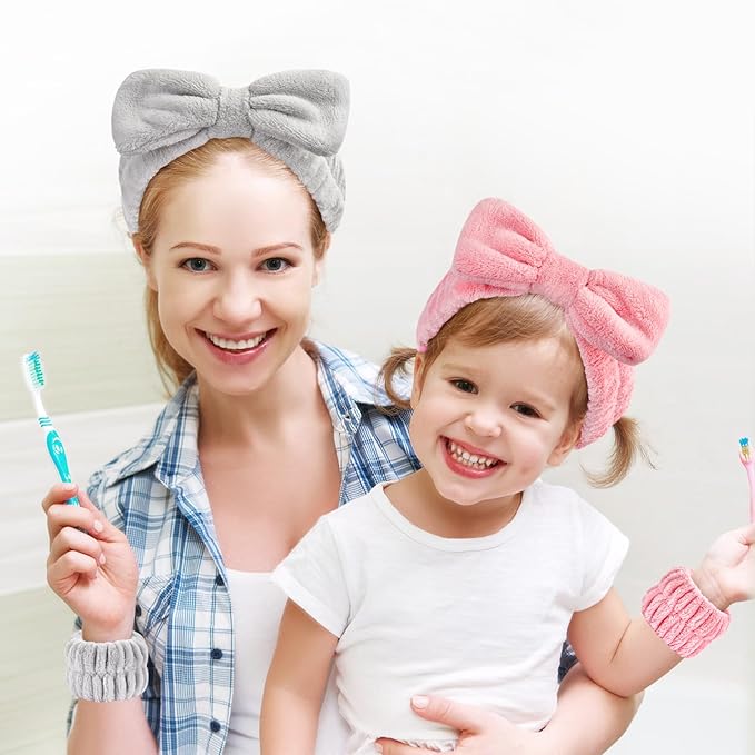 6Pack Headbands and Wristband Set for Washing Face, Spa Skincare Makeup Headband, wrist bands and hair band for face wash, for Women and Teen Girl skincare tools Gifts