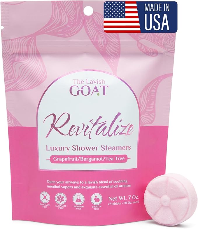 TLG Revitalize Shower Steamers Aromatherapy 7 Pack – USA Made with Menthol, Grapefruit, Bergamot & Tea Tree Essential Oils – Long-Lasting Citrus Shower Bombs – Gift for Men & Women