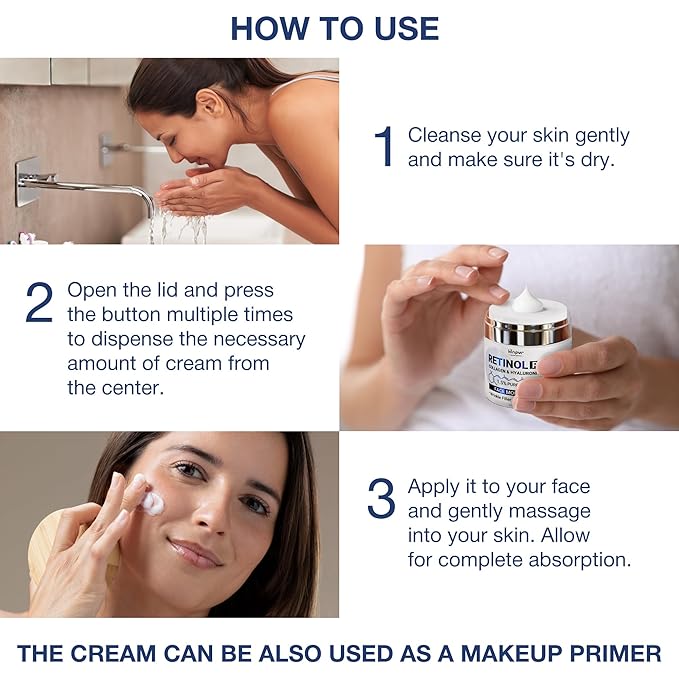 Retinol Pro+ Collagen Face Cream with Hyaluronic Acid - Hydrating and Firming Cream for All Skin Types - Day and Night Anti Aging Face Moisturizer for Women & Men