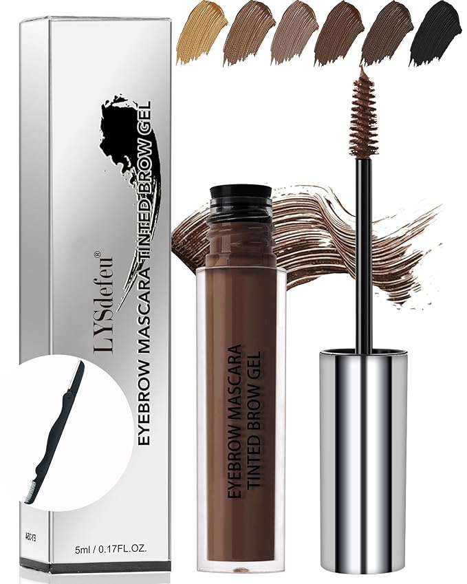 Waterproof Tinted Brow Gel-Long Lasting SmudgeProof Liquid Eyebrow Makeup,Eyebrow Mascara Tinted Brow Glue,Brow Filler Tint,Volumizing Enhance Brow Mascara,With Brow Razor Brush for Women-04Dark Brown