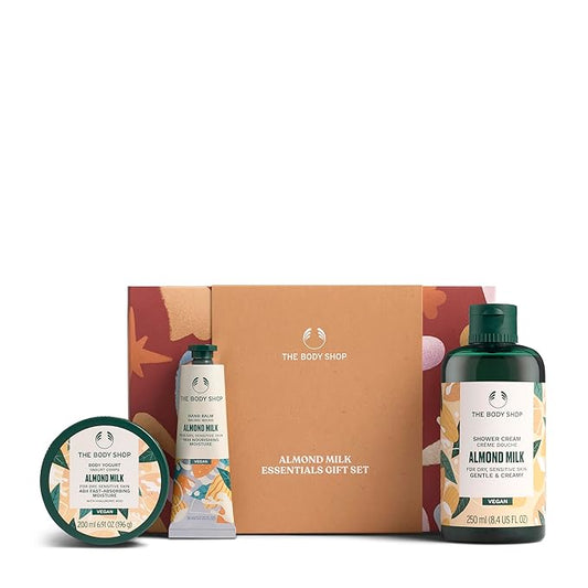 The Body Shop 3 Piece Essentials Gift Set - Shower Gel, Body Yogurt, Hand Cream, Vegan