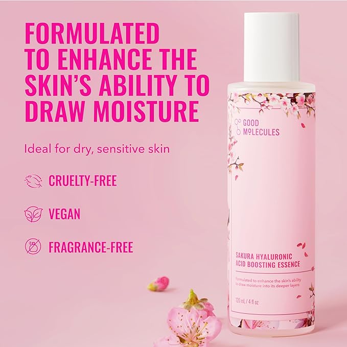 Good Molecules Sakura Hyaluronic Acid Boosting Essence - Ultra Hydrating Facial Moisturizer - Skincare for Hydration, Tightening, Anti Aging, Instant Glow - Skin Care for Face