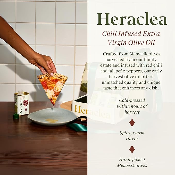 Heraclea - Aegean Flavors Gift Box - Infused Olive Oils Gift Set - Four 5.9oz Bottles - Extra Virgin Olive Oil - Organic Olive Oil - Extra Virgin - Cold Pressed - Polyphenol Rich EVOO
