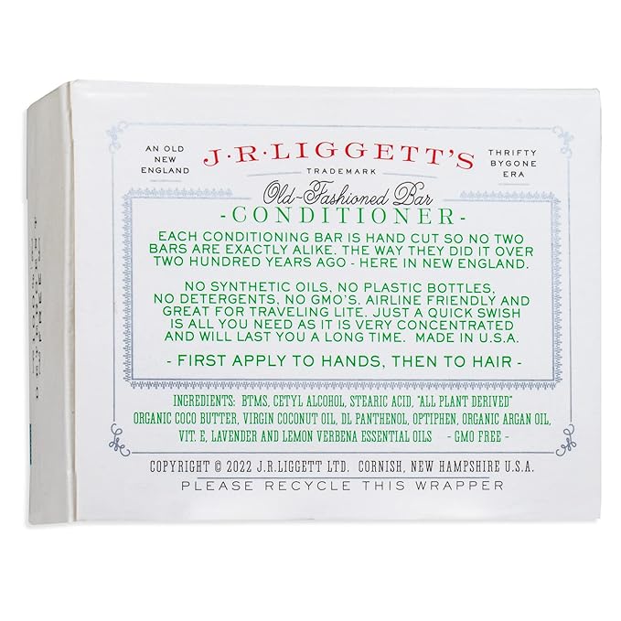 J·R·LIGGETT'S Hair Conditioner Bar, Plant Based Ingredients, Zero Waste Biodegradable, Sulfate & Cruelty Free, Leaves Hair Healthy, Clean, Soft and Conditioned, Eco Friendly Set of Three 1.75oz