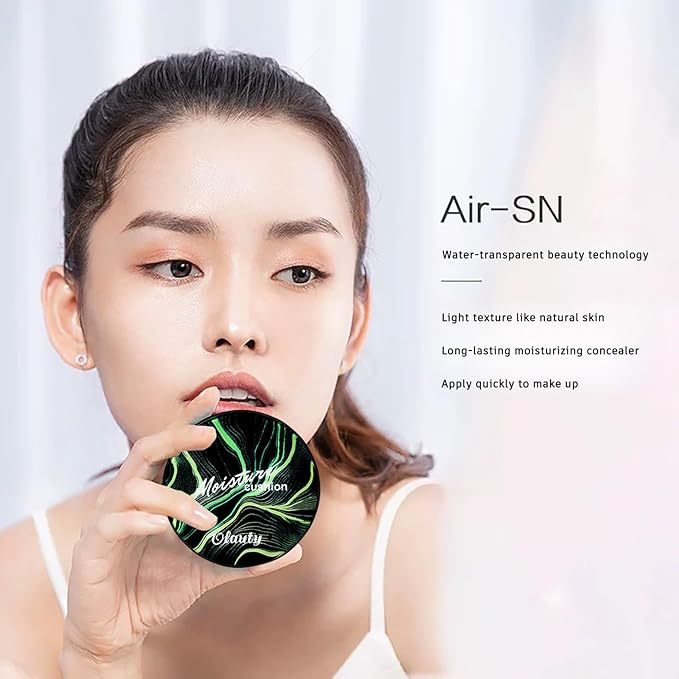 Moisture Cushion CC Cream Foundation for Mature Skin - Flawless Concealer BB Cream with Mushroom Sponge, Long-Lasting Waterproof Air Cushion, Natural honey and pine Makeup, Even Skin Tone（06# BROWN）