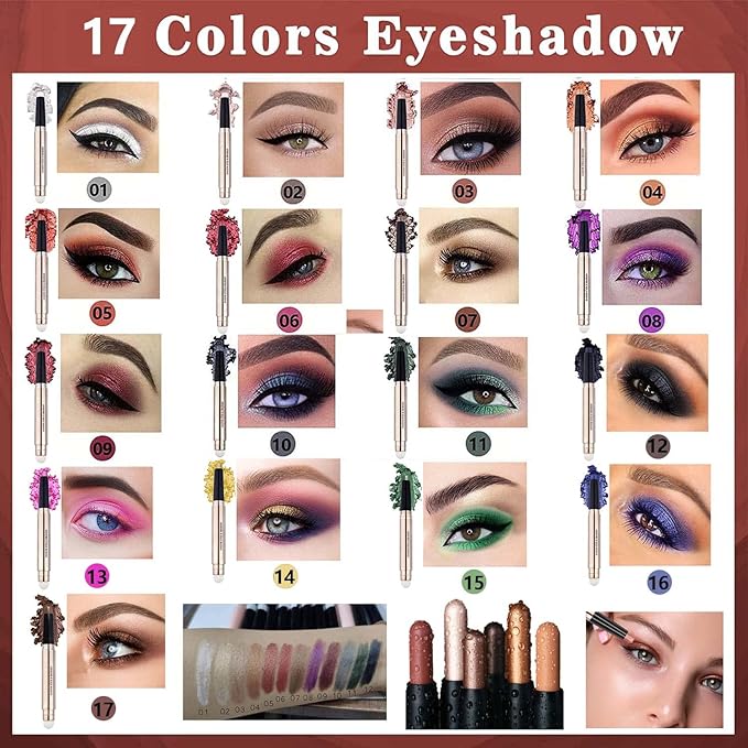 Black Eyeshadow Stick, Cream Smooth Shimmer Single Eyeshadow Pencil, Hypoallergenic Waterproof Long Lasting Eye Shadow Highlighter Stick, Blue Eye Primer Liquid eyeshadow Eye Liner(Black Shimmer #12)