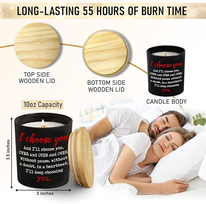 TEEZWONDER Christmas Anniversary Wedding Gifts for Husband Wife - Vanilla Lavender Candle 10 oz - Wedding Gift for Couple, Romantic Birthday Gifts for Him Her Boyfriend Girlfriend Women Men