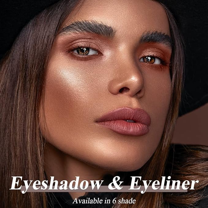 6PCS Cream Eyeshadow Stick Makeup Sets, Metallic And Matte Shimmer Eye Shadow Eye Brightener Stick Pencil Crayon, A12-Neutral Khaki