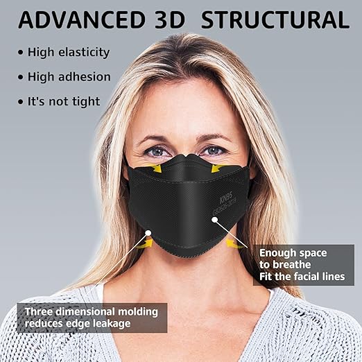 HIWUP KN95 Face Masks 100 Pack, Breathable Comfortable and Disposable KN95 Mask, Black
