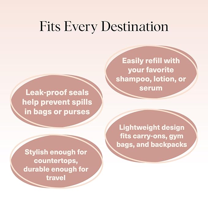 Kitsch 11 PCS Travel Bottles for Toiletries – Travel Essentials Kit for Shampoo, Conditioner, Lotion & More - TSA Approved Travel Bottles, Leak-Proof Refillable Travel Size Containers - Black & Ivory