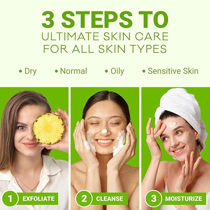 Ongaro Beauty Your Best Skin Today Set - Hydrating Facial Cleanser Wash, Gentle Exfoliating Face Scrub, and Hydrating Face Moisturizer, Complete Skincare for All Skin Type for Men & Women - 12 Fl Oz