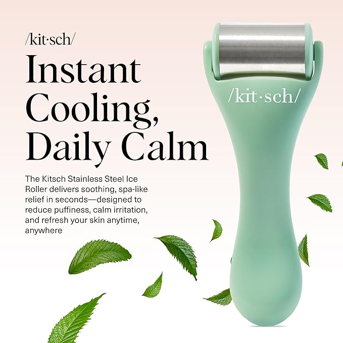 Kitsch Ice Roller for Face – Stainless Steel Face Ice Roller to Reduce Puffiness, Redness & Headaches – Cooling Facial Roller for Skin Care, Irritation Relief & Spa-Like Experience at Home - Mint