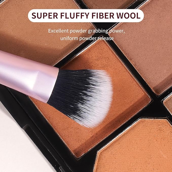 MAANGE 15 PCS Makeup Brushes Double-ended Makeup Brush Set Double Sided Angled/Round Top Brush Foundation Contour Blending Eyebrow Eyeshadow Concealer (Pink)