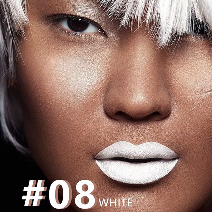 AMY'S DIARY White Matte Crayon Lipstick Lip Makeup, Precision Tip Matte Lip Crayon, Longwear Up To 24Hrs, Lead The Way,Smudge Waterproof for Women Smudge Waterproof for Women (8# White, 1 pc)