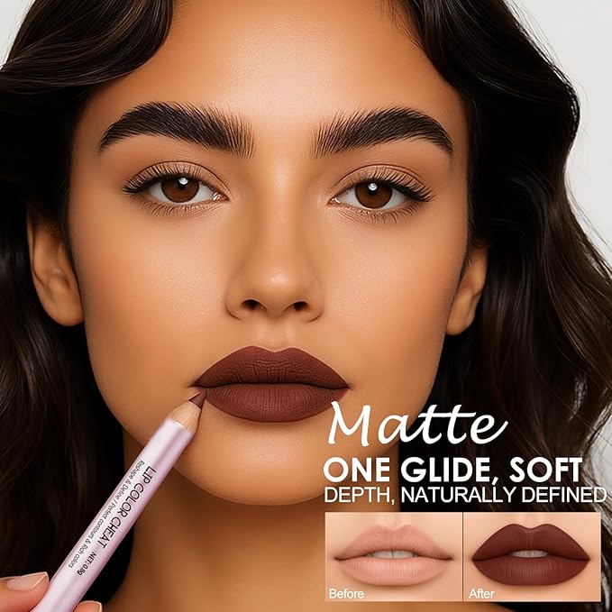 Erinde Matte Lip Liner Set - 5 Colors Mini Nude Brown Black Lipliner Pencil Makeup, Waterproof, Long-Lasting Cream Glide Lip Liners Pencil for Shaping & Sculpting Lips, Vegan & Cruelty-Free